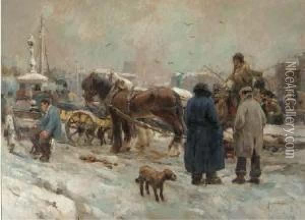In De Sneeuw Oil Painting - August Willem van Voorden