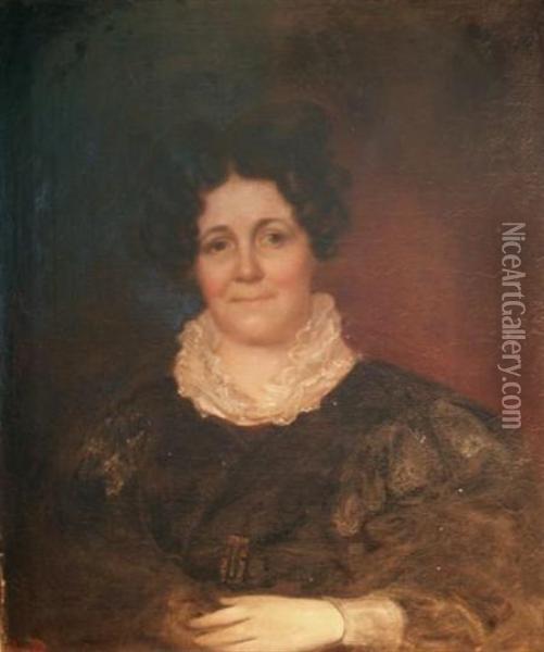 Portrait Of Hannah Curtis Moffat Oil Painting - John Wesley Jarvis