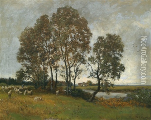 Schafe Auf Der Weide Oil Painting - Philipp Roeth