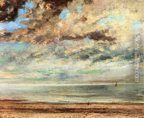 The Beach, Sunset Oil Painting - Gustave Courbet