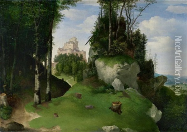 Landschaft Mit Burg Oil Painting - Ferdinand von Olivier