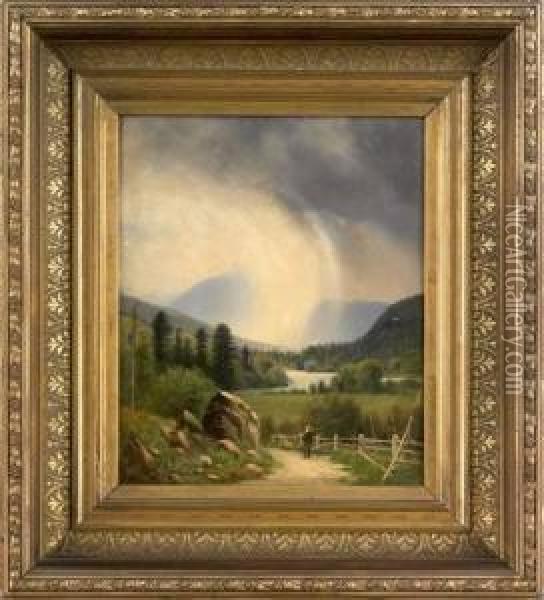 Hudson River Landscape Oil Painting - Robert J. Pattison