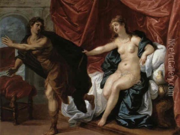 Joseph With Potiphar's Wife Oil Painting - Hendrik van Balen the Elder