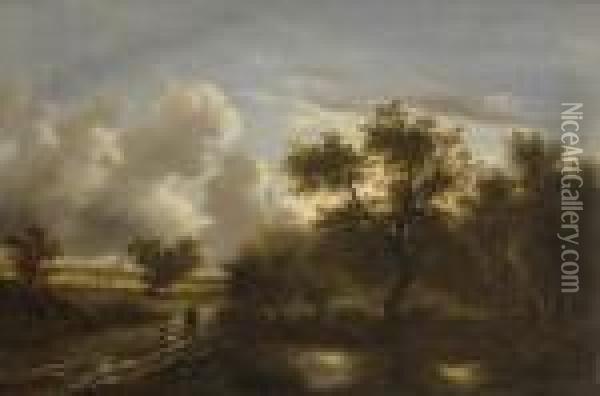 Baumlandschaft Im
 Abendlicht. Oil Painting - Remigius Adriannus van Haanen