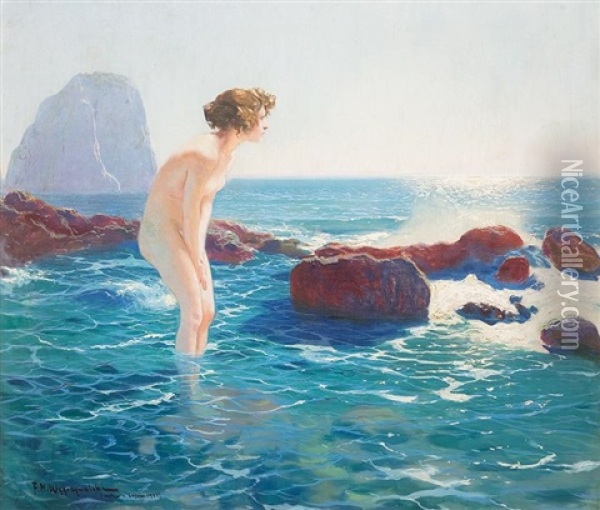Motyw Z Capri Oil Painting - Feliks Michal Wygrzywalski