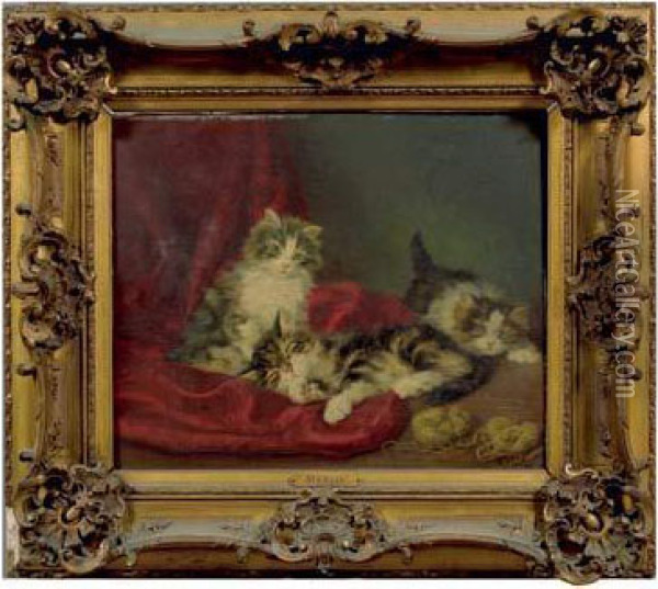 Les Chatons Oil Painting - Daniel Merlin
