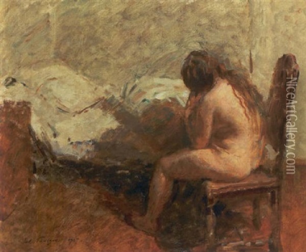 Interior Med Model Oil Painting - Julius Paulsen