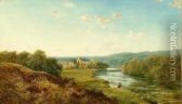 Bolton Abbey, Yorkshire Oil Painting - Edmund John Niemann, Snr.
