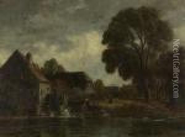 Wassermuhle Am Dorfrand Oil Painting - Gilbert Von Canal