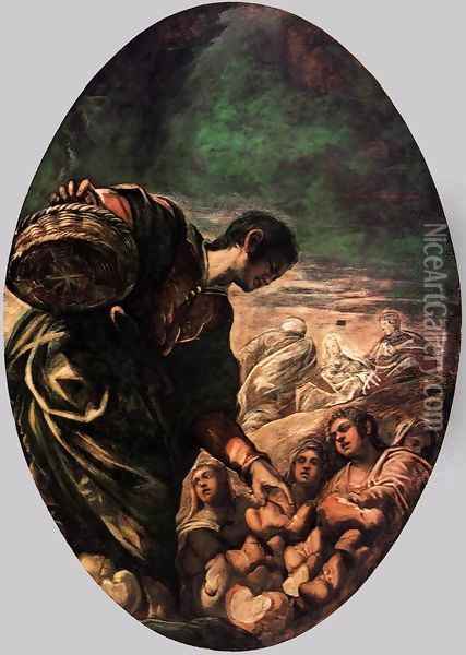 Elisha Multiplies the Bread 2 Oil Painting - Jacopo Tintoretto (Robusti)