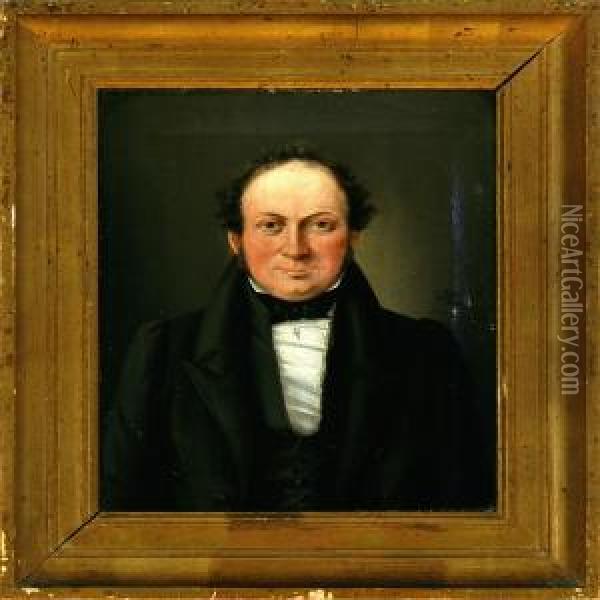 Portrait Of A Gentleman In A Black Jacket And Waistcoat Oil Painting - Christian Martin Tegner