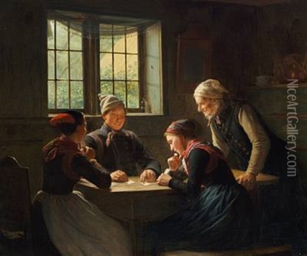 Sorte Per-spillere Oil Painting - Johann Julius Exner
