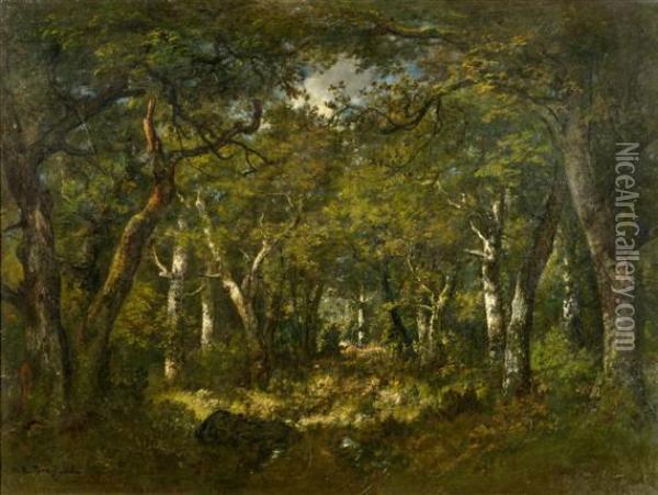Eclaircie Dans La Foret De Fontainebleau Oil Painting - Narcisse-Virgile D Az De La Pena