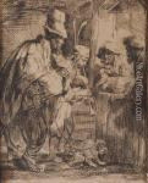 The Travelling Musicians Oil Painting - Rembrandt Van Rijn