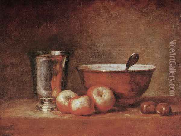 The Silver Goblet, c.1768 Oil Painting - Jean-Baptiste-Simeon Chardin
