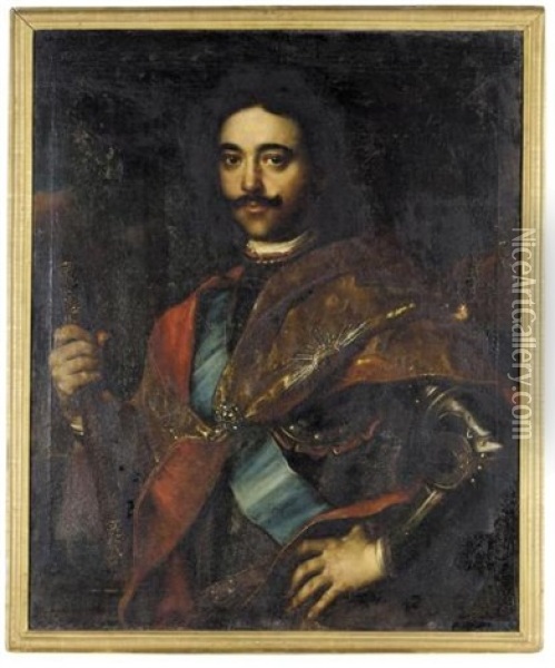 Portrait Of Czar Peter I The Great Of Russia Oil Painting - Johann (Jan) Kupetzki