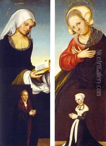 Sts Elizabeth and Anne (inside) Oil Painting - Lucas The Elder Cranach