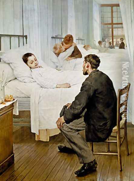 Visiting Day at the Hospital Oil Painting - Henri-Jules-Jean Geoffroy (Geo)
