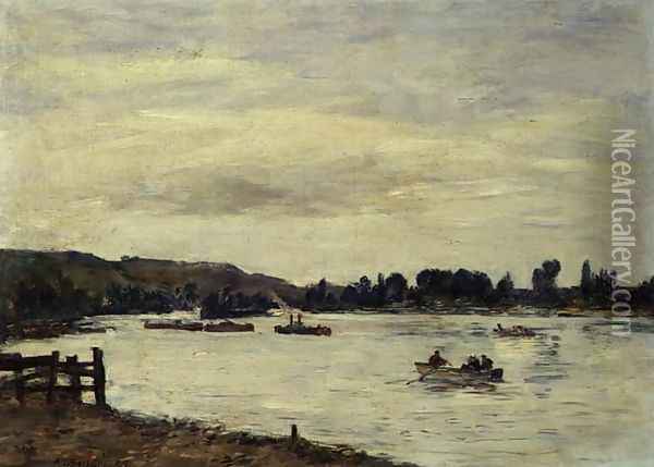 The Seine near Rouen 1895 Oil Painting - Eugene Boudin