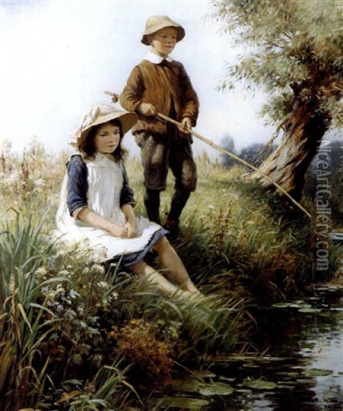 The Young Anglers Oil Painting - William Kay Blacklock