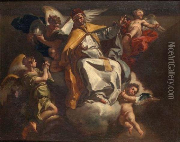 Saint Pie V En Gloire Parmi Les Anges Oil Painting - Francesco Solimena