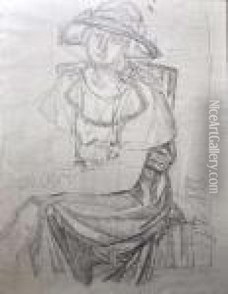 Femme Assise Oil Painting - Jules Oury, Dit Marcel-Lenoir