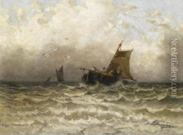 Barche Da Pesca Oil Painting - Achille Dovera
