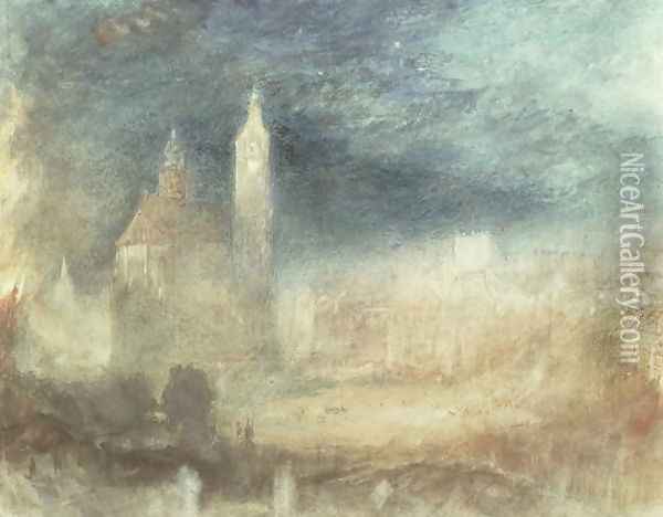 A Conflagration, Lausanne Oil Painting - Joseph Mallord William Turner