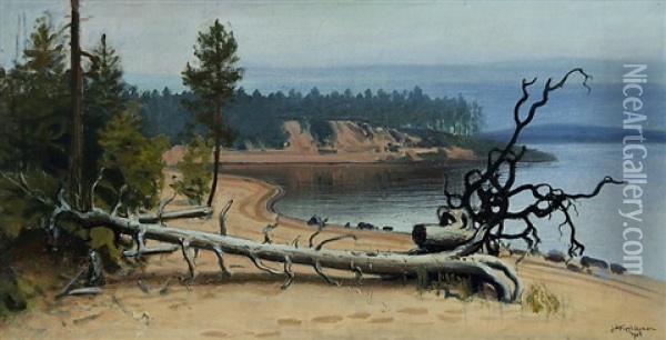 Ailanka Lapland Oil Painting - Juho Kyyhkynen