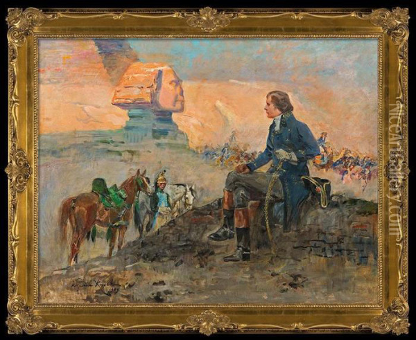 Napoleon And Sphinx Oil Painting - Wojciech Von Kossak