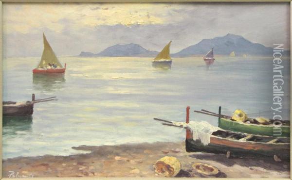 Sailboats At Sunrise Oil Painting - Alphonse Palumbo