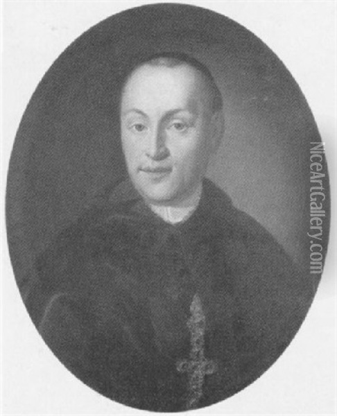 Portrat Des Stephan Mosinger, Abt Des Kloster Langheim In Franken Oil Painting - Anton Georg Urlaub