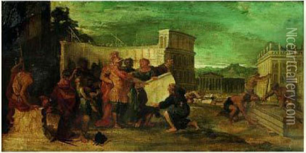 Vespasiens Faisant Elever Le Colisee A Rome Oil Painting - Gabriel Blanchard