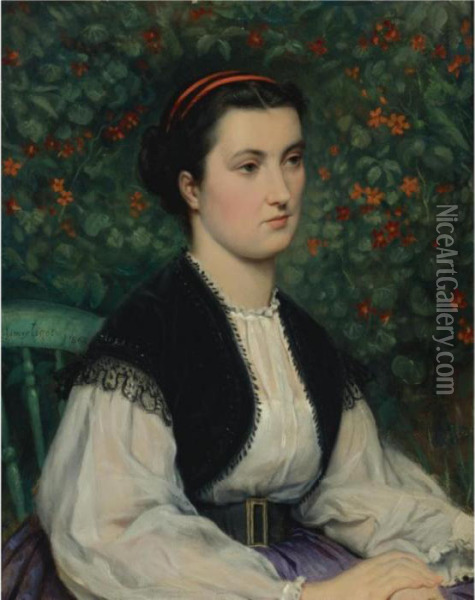 Portrait Of A Lady Oil Painting - James Jacques Joseph Tissot