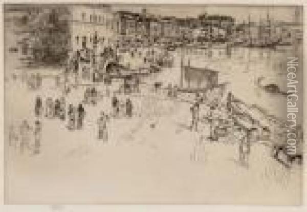 The Riva I
, From 
Venice, A Series Of Twelve Etchings Oil Painting - James Abbott McNeill Whistler