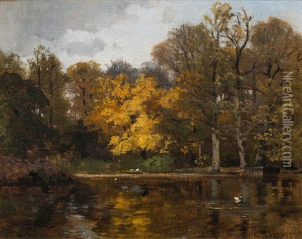 Late Autumn In A Park Oil Painting - Hugo Darnaut