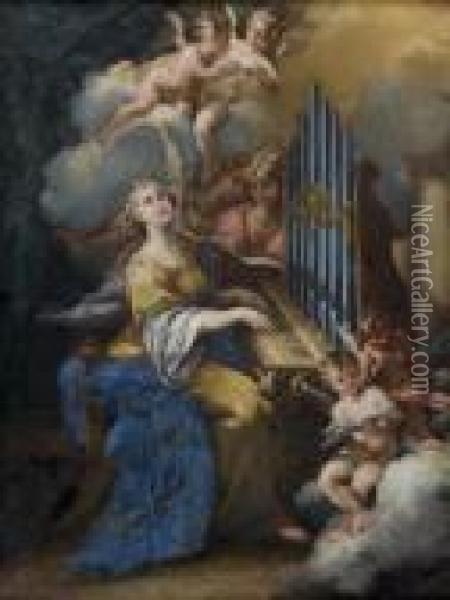 Sainte Cecile Oil Painting - Michele Da Parma (see Rocca)