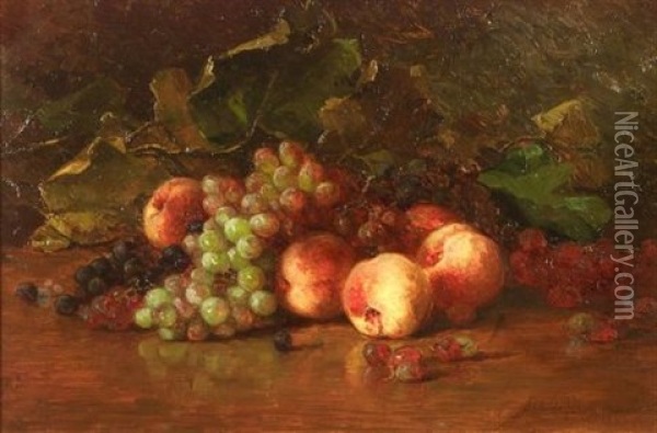 Grapes And Peaches Oil Painting - Adelaide Palmer