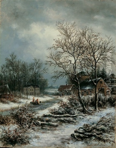 Winterlandschaft Oil Painting - Lion Schulman