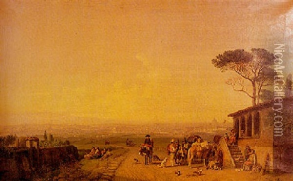The Roman Campagna Oil Painting - Heinrich Buerkel