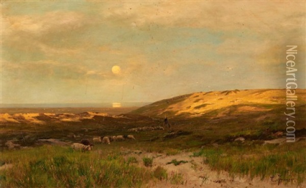 Abendstimmung In Den Dunen Oil Painting - Carl Irmer