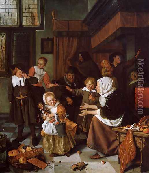 The Feast of St. Nicholas 1665-68 Oil Painting - Jan Steen
