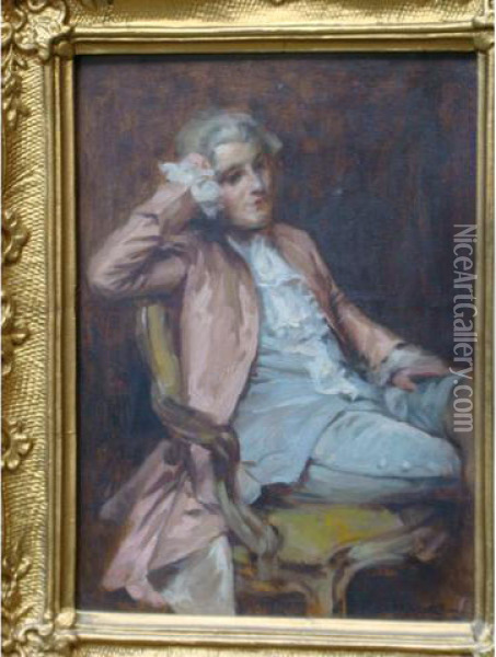 Portrait De Gentilhomme Au Fauteuil Oil Painting - Alexandre-Francois Bonnardel