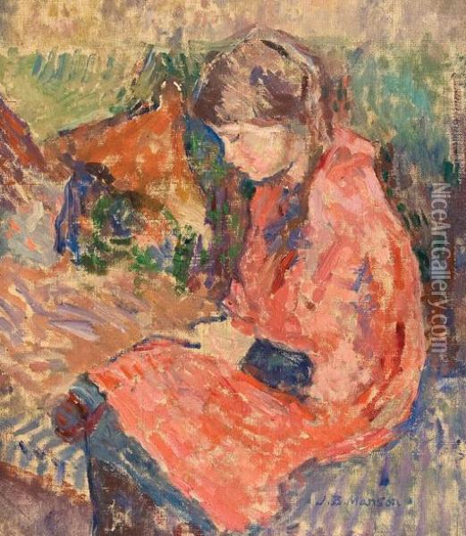 Girl Reading Oil Painting - James Bolivar Manson