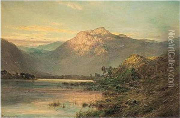 Loch Lomond At Sunset Oil Painting - Alfred de Breanski