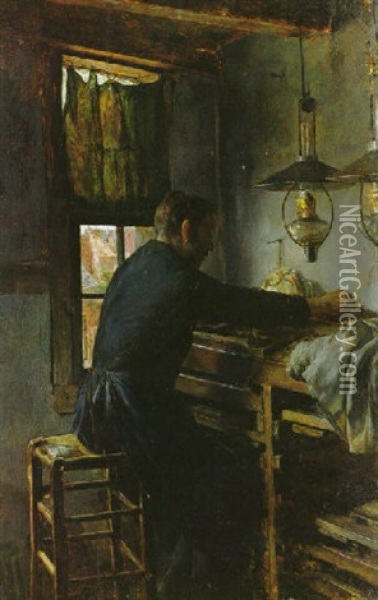A Dutch Typesetter Oil Painting - Charles Frederick Ulrich