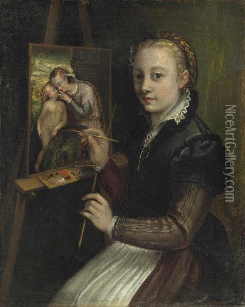 Self Portrait Oil Painting - Sofonisba Anguissola