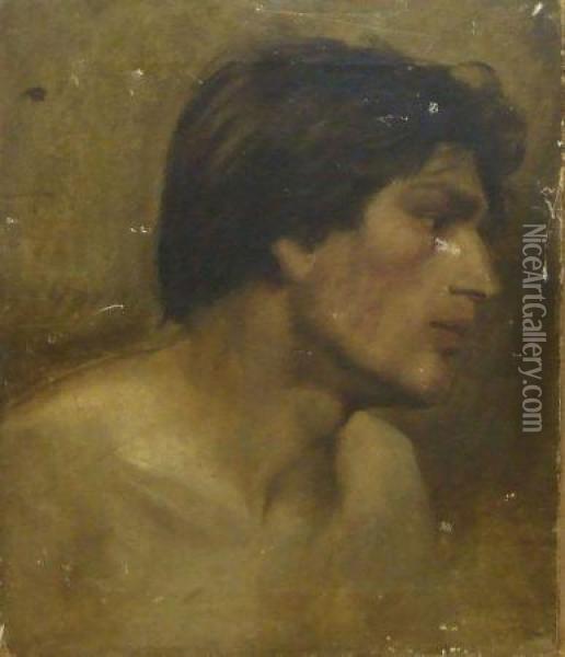 Head And Shoulders Portrait Of A Man Oil Painting - William Etty