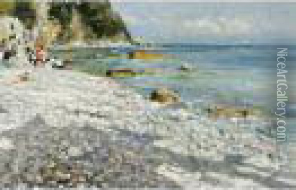 Spiaggia Di Capri Oil Painting - Attilio Pratella