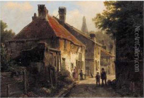 Dutch Town Houses Oil Painting - Willem Koekkoek